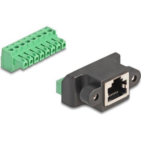 Delock Adaptador de RJ45 hembra a bloque de terminales para instalaciÃ³n 8 pines 2 piezas