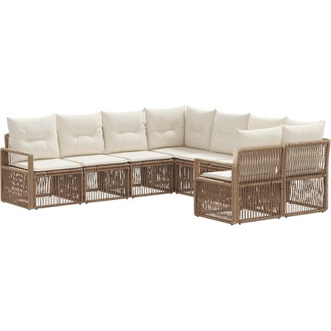 Ensemble de canapé de jardin 8 pc 8-Nombre de places Beige vidaXL (1/5)