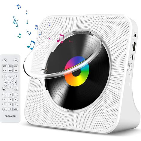 1 Lecteur CD, Bluetooth 5.0, haut-parleurs HiFi, écran LCD, radio, USB, TF, AUX, bureau (1/5)