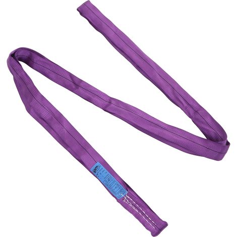 Flexibler, violetter Polyester-Hebegurt, 1 t Tragkraft (2205 lb), 2 m Länge (6,56 ft), zum Heben, Abschleppen und Tragen. (1/5)