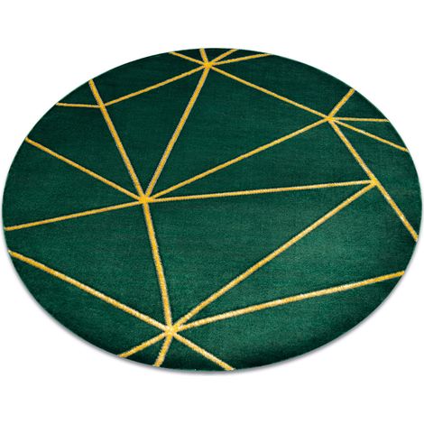 Exklusiv EMERALD Teppich 1013 Kreis - glamour, stilvoll geometrisch Flaschengrün / gold green rund 200 cm