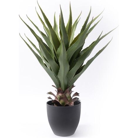 Aloe con vaso, pianta artificiale decorativa verde da 70 cm per interno