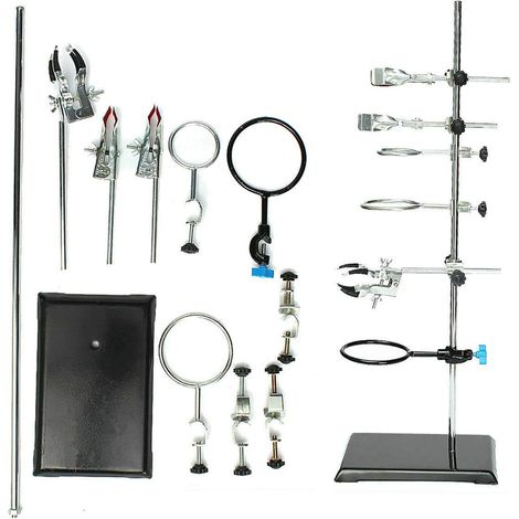 60cm Laborstativ Unterstützung Laborklemme Platte Stab Klemme Muffe Stativmaterial Kühlerhalter Eisen Kit (1/5)