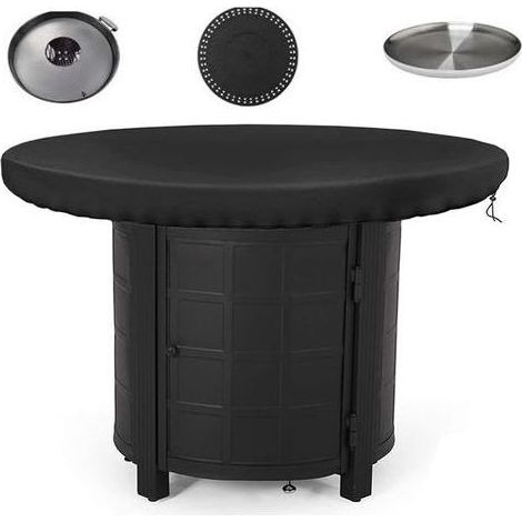 Housse ronde pour foyer extérieur (80 cm), protection imperméable et anti-poussière, tissu Oxford 420D, résistant aux UV, housse de protection pour barbecue (1/5)