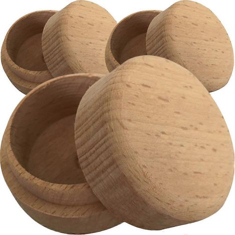 Lot de 3 boîtes à bijoux rondes en bois naturel avec couvercle, idéales pour une demande en mariage. (1/5)