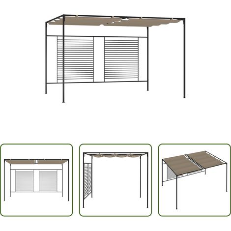 Außenpavillon -  Pavillon mit Ausziehbarem Dach 3x4x2,3 m Taupe 180 g/m² (1/5)