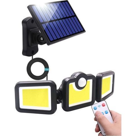 Lampe Solaire Exterieur Detecteur de Mouvement 171 LED Lumiere Solaire avec Telecommande, IP65 Etanche Luminaire 3 Modes éclairage pour Jardin, Garage, Carport, Terrasse, Maison (1/5)