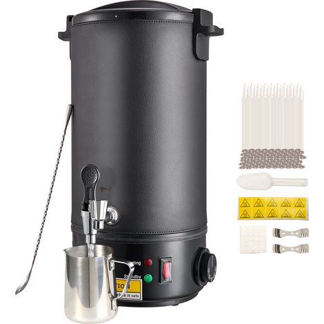 VEVOR Scioglitore di Cera per Fabbricazione di Candele Fonditore Fusione di Cera Elettrico Capacita Massima 10 Litri Pentola in Acciaio Inox Regolazione della Temperatura a 9 Livelli tra 30 e 110 ℃