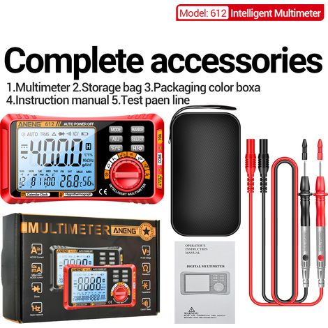 Ej.Life Multimètre numérique 4000 points - Testeur tension/courant/résistance - 4MHz - Pour électricien pro (1/5)