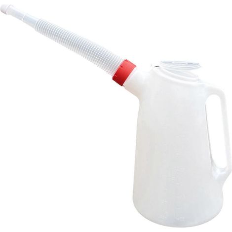 Pichet doseur d'huile blanc multifonction avec bec verseur, robuste, pour huile automobile (1/5)