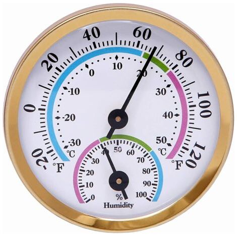 Mini thermomètre et hygromètre d'intérieur 2 en 1, moniteur de température et d'humidité pour la maison et le bureau (doré) (1/4)