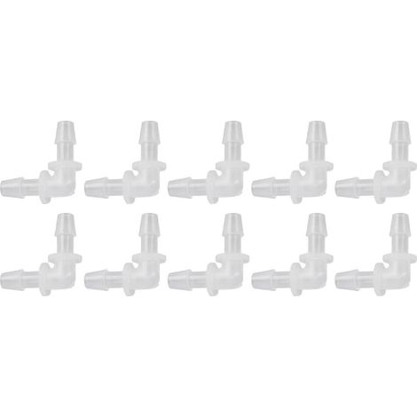 10 Stück Winkel-Schlauchverbinder 90 Grad L-Form Kunststofffittings mit gleichem Durchmesser 6,4 mm