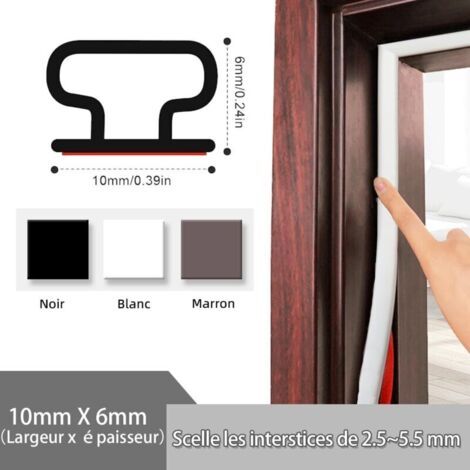 Joint Porte Fenetre Isolation Thermique et Phonique,Joint De Etancheite Porte Entree Caoutchouc Auto-adhésif,Boudin Calfeutrage PVC Porte Isolant Froid,Weather Stripping Door Seal(6M,D-Blanc) (1/3)