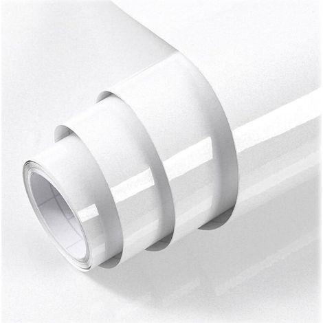 40X300cm Glossy White Contact Paper, Self-Adhesive Furniture Wallpaper, Waterproof Vinyl Stickers for Furniture, Kitchen Walls, Tables, Bathrooms, Cabinets, Shelves