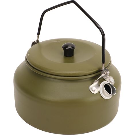 Leichter, tragbarer Wasserkocher mit ergonomischem Griff, eleganter Textur, ideal für Cafés, Zuhause, Camping, Outdoor-Aktivitäten, olivgrüne Farbe. (1/5)