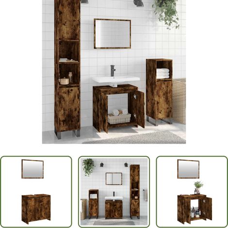 Rangement salle de bain - Ensemble de meubles de salle de bain 2 pcs Chêne fumé
