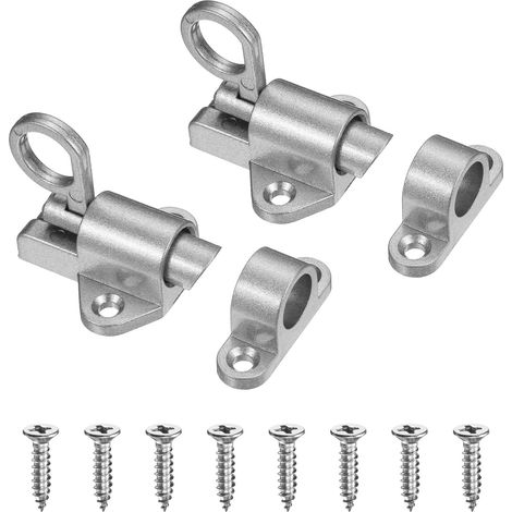 2-Pack Loquets Auto-Fermants, Loquet À Bille Résilient En Alliage D'Aluminium Avec Vis Pour Porte Cabinet/Fenêtre, Verrou Automatique À Ressort Pour Porte Coulissante [Argent] (1/5)