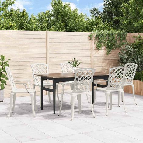 vidaXL Chaises de jardin lot de 6 fonte d'aluminium blanc (1/5)