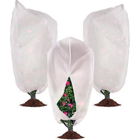 Lot de 3 - Hivernage Plante - Voile Protection - Imperméable et Respirant pour Arbustes et Pots - Extérieur - Blanc - 158x180cm (1/5)