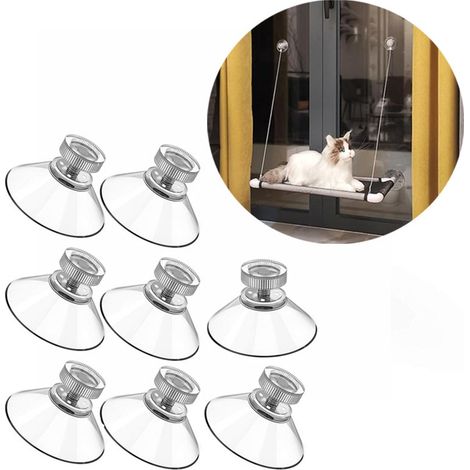 Lot de 8 crochets à ventouse transparents avec filetage en acier inoxydable de 8 mm et écrou moleté, diamètre 53 mm, pour pare soleil, vitres et suspension (1/5)