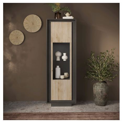 Vitrine sky 1 porte – Finition Mercure / Anthracite (1/2)