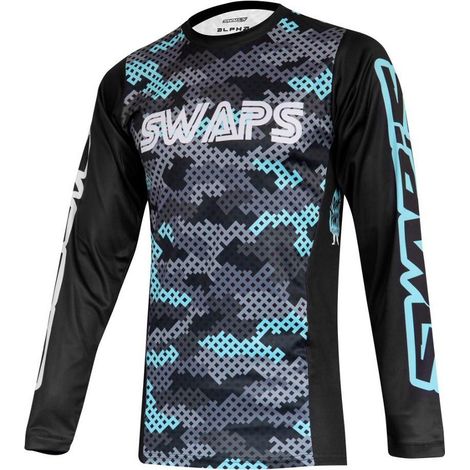 t-shirt maillot swaps camo kid blau für motorrad enduro cross (1/2)