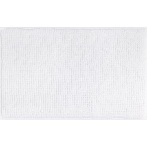 Tapis de bain antidérapant (1 pièce), lavable en chenille, blanc, 40 x 60 cm. Peut être utilisé dans un ensemble de tapis de bain ou de douche. Convient également pour la baignoire et les toilettes. (1/4)