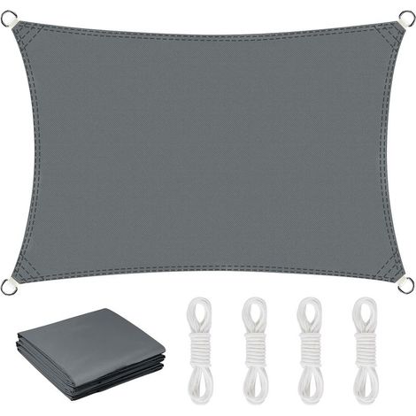 Voile D'ombrage, Voile Ombrage 3x4m Rectangulaire, Toile Ombrage Imperméable Offre Une Protection Contre Les UV, Voiles d'ombrage pour Patio Être Applicable Jardins, Balcon et pergola(Gris) (1/5)
