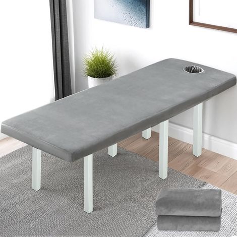 Housse Table Massage Avec Trou, Drap De Lit Massage Spa, Housse Table De Massage, Housse De Coussin De Massage Lavable, 80190CM Drap De Lit De Massage Pour Toutes Tables De Massage Ou Traitement,Gris (1/5)