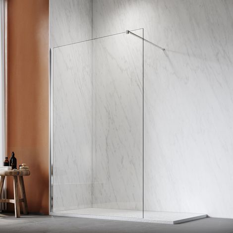 120x200cm Walk in Duschwand, NANO ESG 8mm, Duschtrennwand Glaswand mit Stabilisator