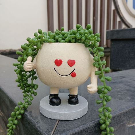 Maceta para suculentas con una linda figura y un pulgar levantado, hecha de resina, para jardín, balcón, terraza, maceta A (1/5)