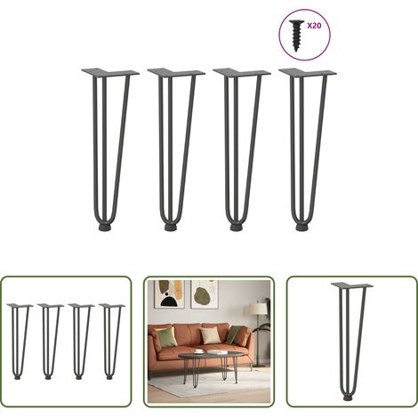 vidaXL Pieds en épingle à cheveux pour table basse 4 pièces Anthracite 42 cm Acier massif (1/5)