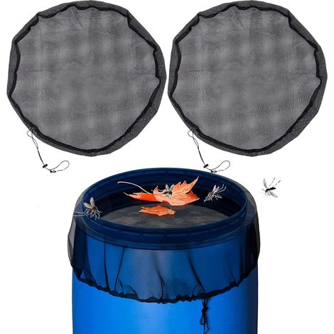 2 Pièces Filet Recuperateur Eau, Moustiquaire Recuperateur d Eau, Baril de Pluie en Filet, Mettre sur Le Seau de Nourriture pour Empêcher Les Moustiques et Les Débris D'entrer (1/5)