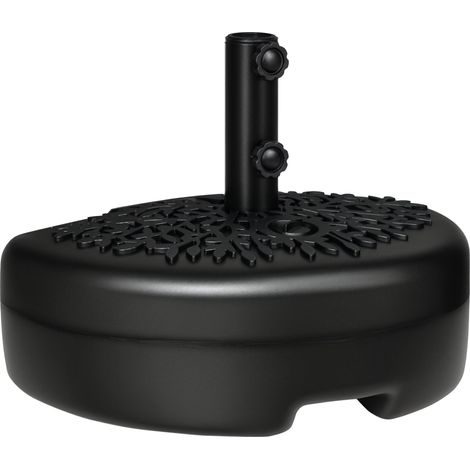 Pied de parasol demi-rond, socle parasol extérieur à remplir avec 18 kg d'eau / 21 kg de sable, 50 x 31 x 38 cm, noir (1/5)