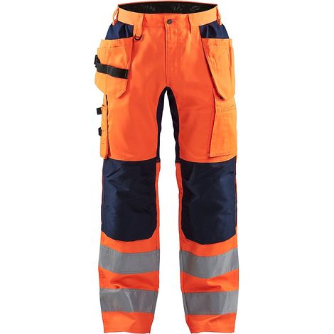 Pantalon de travail haute visibilité stretch artisan 1552 - Orange fluo/Marine XS - FR(38) - SE(C44) - Longues
