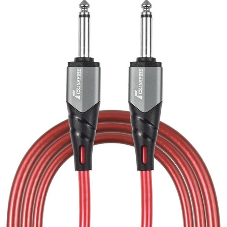Câble audio mono 6,35 mm (1/4 pouce) pour instrument, 3 m (10 pieds), double interface droite avec réduction du bruit, étanche et résistant à la compression, pour guitare électrique, clavier, table de (1/2)