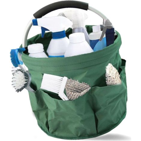 Panier à outils pliable, sacs à outils en seau, sacs à gadgets de jardin pliables, organisateur de gadgets robuste, adapté aux sacs d'organisation (vert) (1/5)