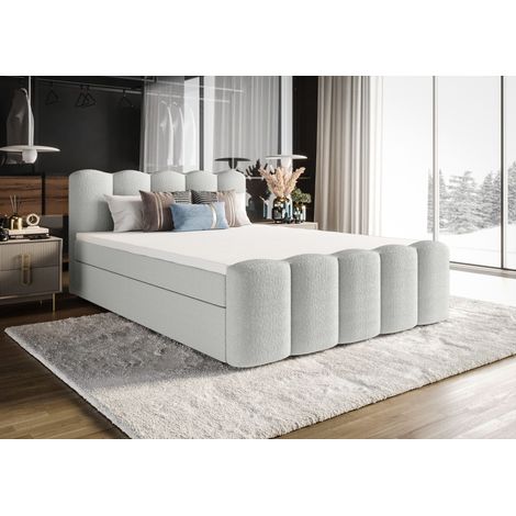 Lit Boxspring Quelle - Crème - 200x200 Cm - Lit Double - Lit Élégant - Matelas À Ressorts Bonnell (1/5)