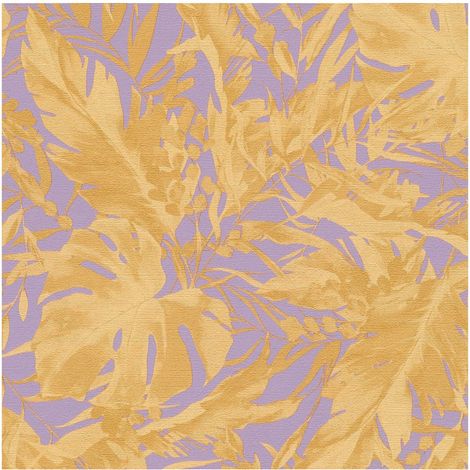 Nature wallpaper wall Profhome 790633 hot embossed non-woven wallpaper slightly textured with floral ornaments subtly shimmering purple blue lilac gold ochre yellow 5,33 m2 (1/5)