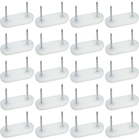 20x Nagelfüße 44 x 16 mm mit 2 Nägeln, Möbelstuhlführung, Kunststoff (1/2)