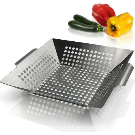 Panier barbecue en acier antiadhésif avec 2 pinceaux à huile, pour légumes, poisson et viande, grillades jardin (1/5)