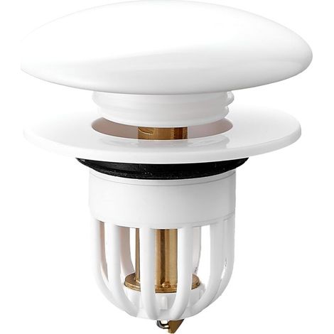 Tapón universal para fregadero - Latón - Con tapa de cerámica blanca - Reemplazo universal para baño y cocina - Para fregaderos de 34 a 40 mm