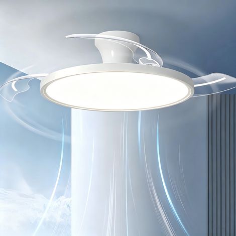 Ventilateur de Plafond Intelligent avec Lumière LED, Pales Rétractables, Télécommande, Éclairage Dimmable, Design Moderne pour Chambre et Salon (1/5)