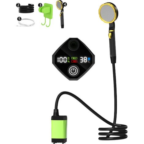 Camping tools Outdoor Camping Shower Pump Rechargeable Electric,Green 7800mAh (1/4)