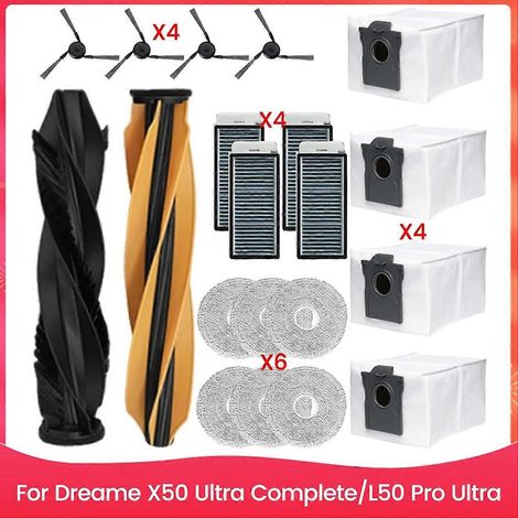 Pour aspirateur Dreame X50 Ultra Complete/L50 Pro Ultra : brosse latérale principale, filtres HEPA, lingettes de nettoyage (1/5)