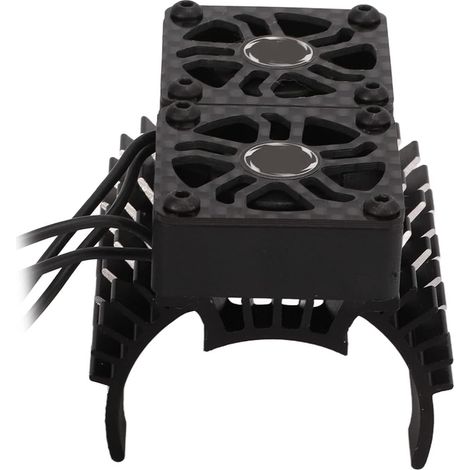 Ventilateur de Refroidissement à  sans Balais, Dissipation Thermique Efficace, Double Ventilateur, Radiateur pour Voiture 1/8 RC en Alliage D'aluminium 30x30mm (Noir) (1/5)