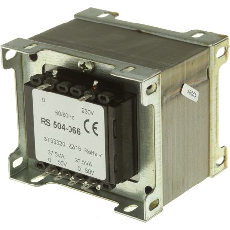 Transformateur à montage sur châssis, Vin 230V c.a., Vout 50V c.a., 2 sorties, 75VA ( Prix pour 1 )