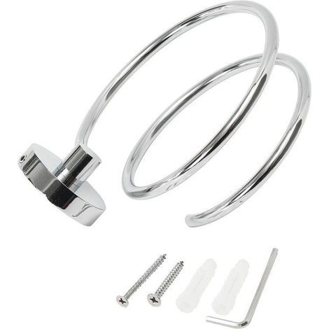 1PCS Porte Sèche Cheveux Mural, Rangement/Support de Sèche-Cheveux en 304 Acier Inoxydable, Accessoires pour Salle de Bain (1/5)