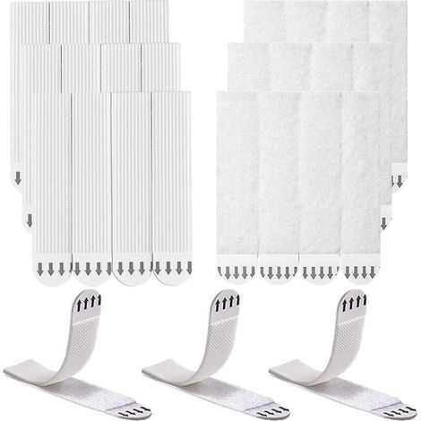 No-Drill Picture Hanging Strips, 12 Pairs (24 Strips) Double-Sided Adhesive Hook and Loop Fasteners 20mm x 90mm Picture Hanging Strips Adhesive Frame Attachment for Hanging Frames and Decorations (1/5)