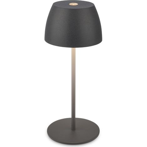 Briloner Mini Lámpara De Mesa LED Inalámbrica Táctil Regulable IP44 Recargable USB-C 2,5W 150lm 2700K 8x20 cm Antracita